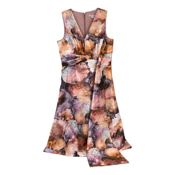 Kay Unger Dresses & Skirts - Kay Unger Purple Orange Floral A-Line Midi Dress | Size 12